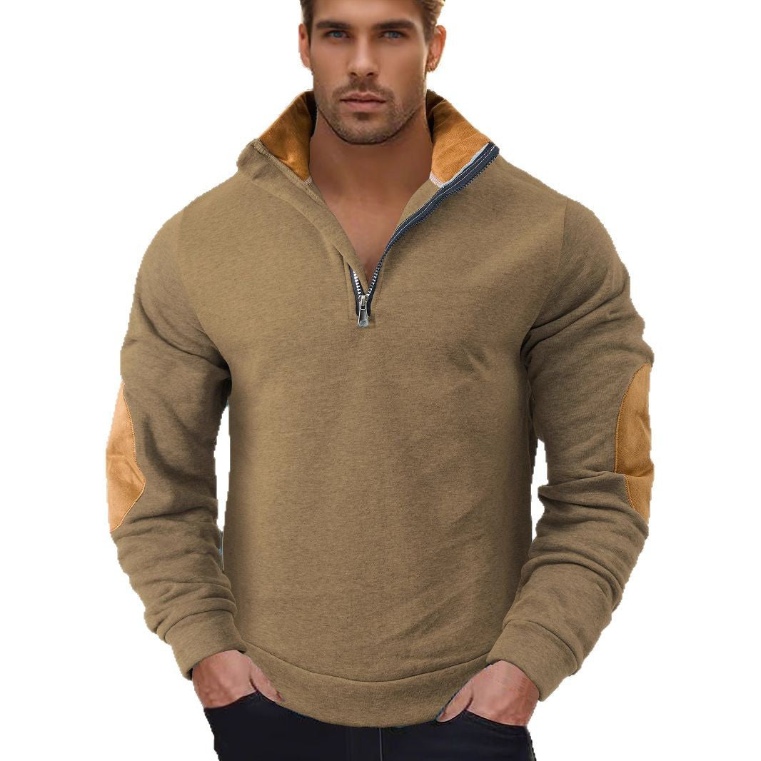 Herrer sportpullover med halv lynlås og kontrastdetaljer Stilla