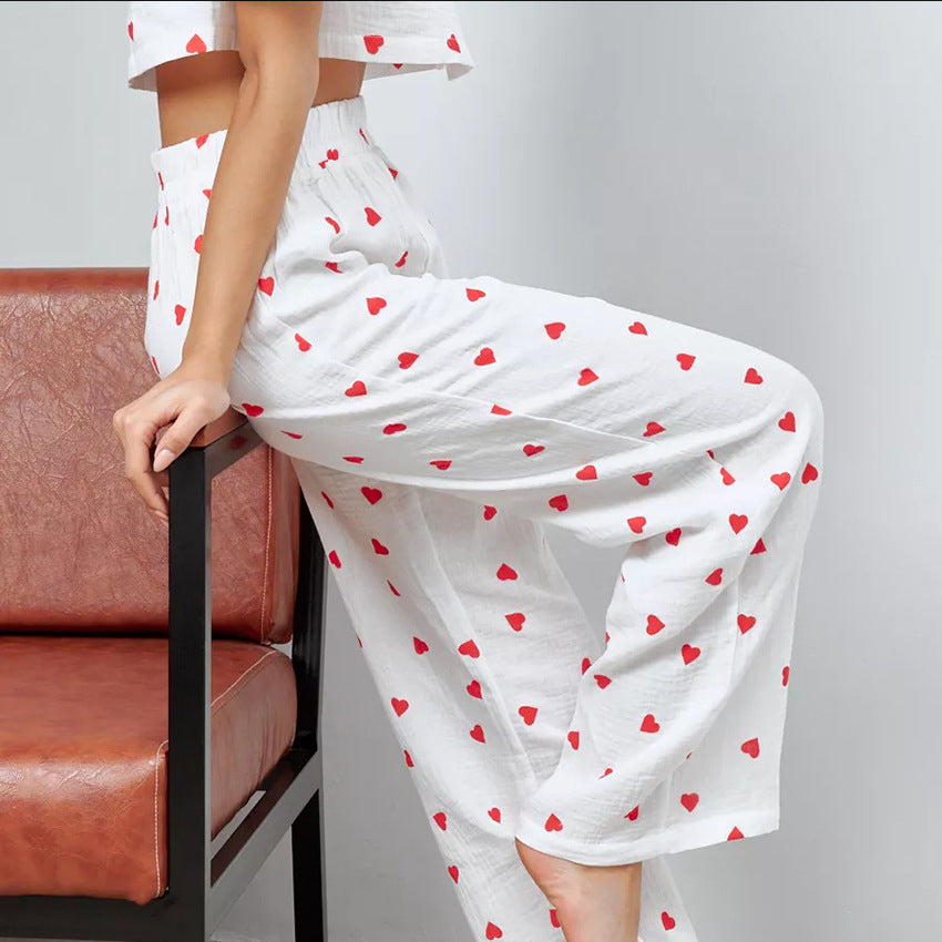 Dame cropped skjorte med hjerte mønster og lette materialer Stilla