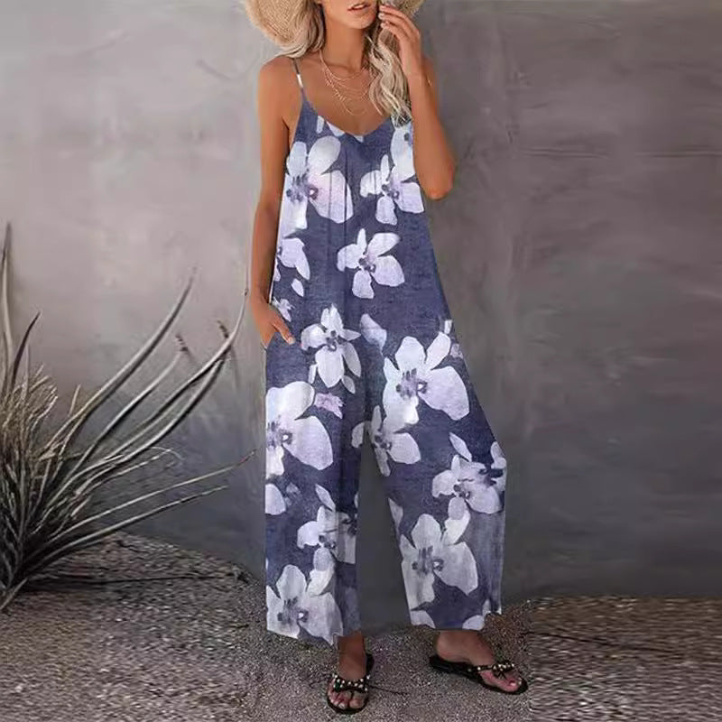 Dame jumpsuit med vidde ben og moderigtigt mønster Stilla