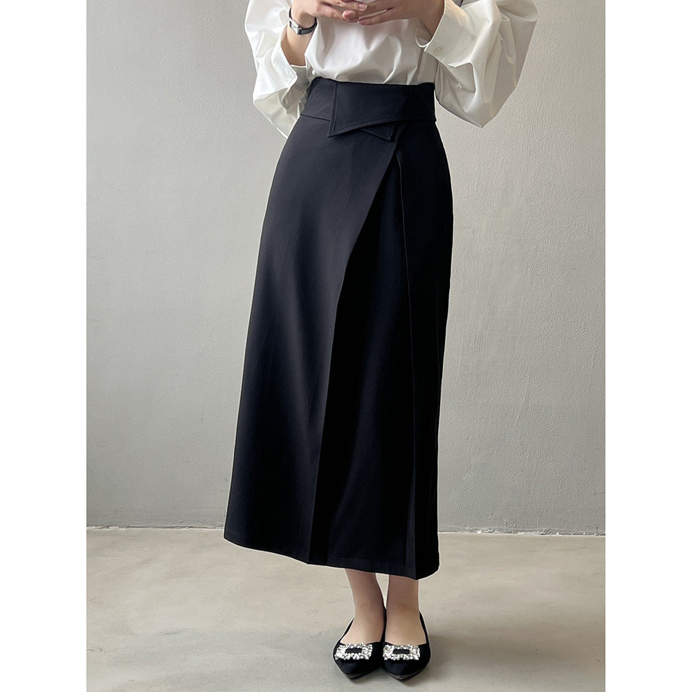 Dame elegant blyantskirt med asymmetrisk kant og høj talje Stilla