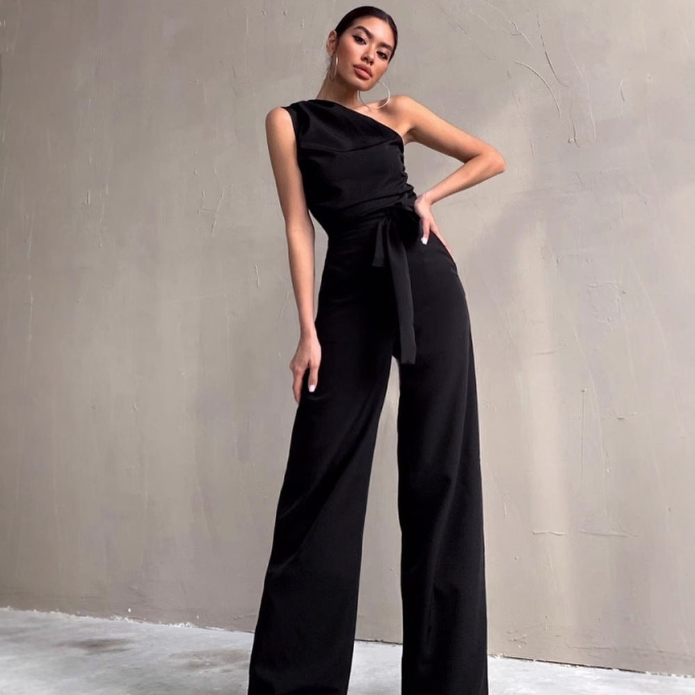 Dame Elegant heldragt med asymmetrisk overdel og bredde ben Stilla