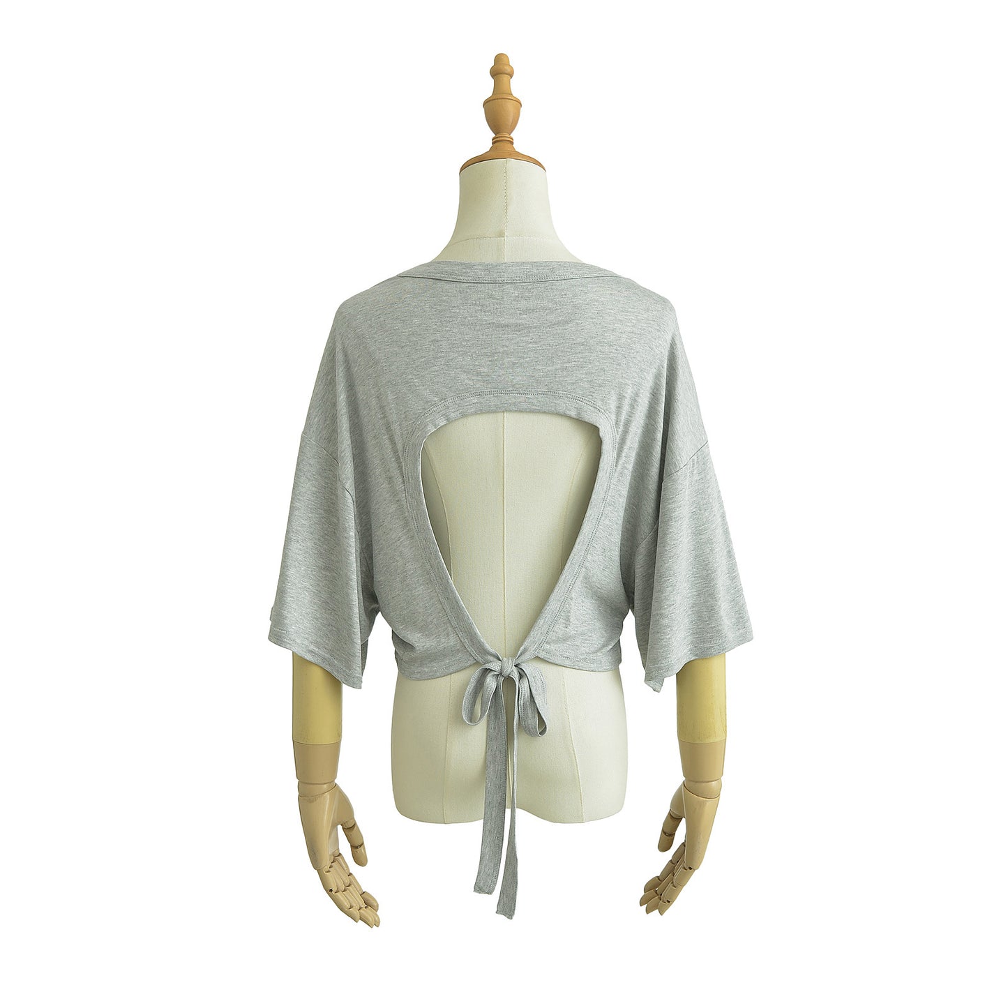 Dame cropped T-shirt med afslappet snit og bundet detalje Stilla