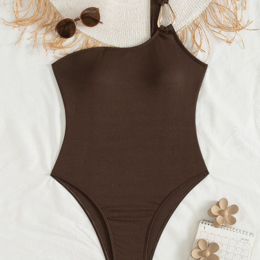 Dame Elegant Én del Badedragt med asymmetrisk snit og dekorativ ringdetalje Stilla