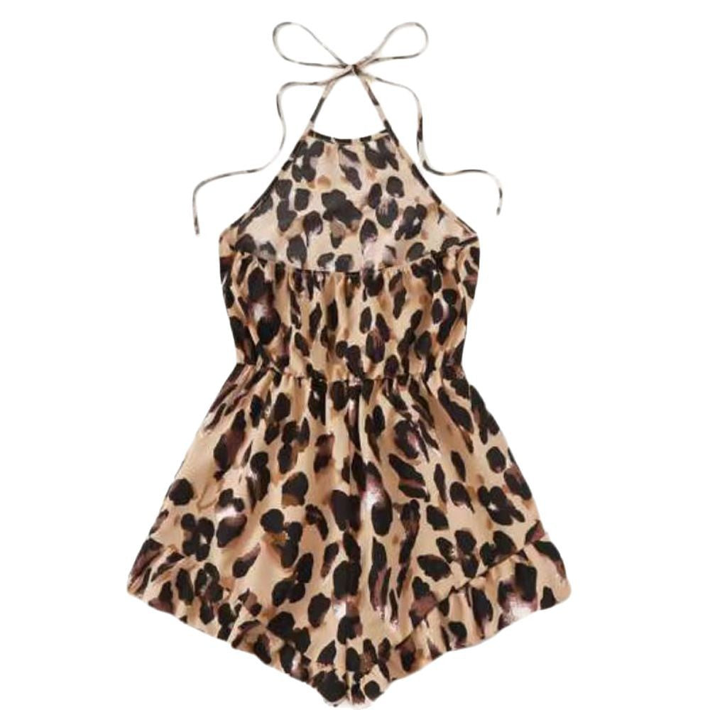 Dame ærmeløs jumpsuit med dyreprint og stropper Stilla