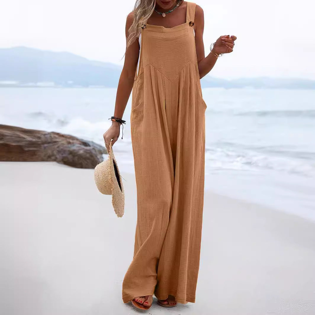 Dame Casual Jumpsuit med brede ben og lommer Stilla