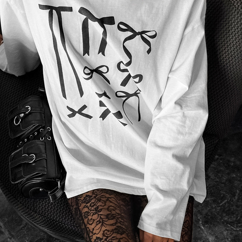 Dame afslappet oversized T-shirt med unikt grafisk print Stilla