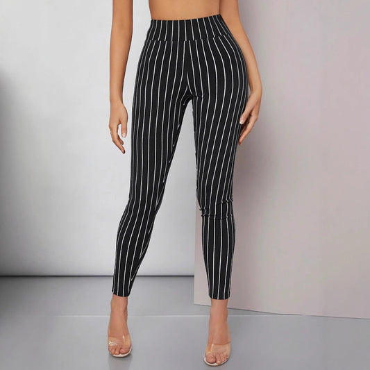 Damer Højtaljede Vertikalstribede Leggings Stilla