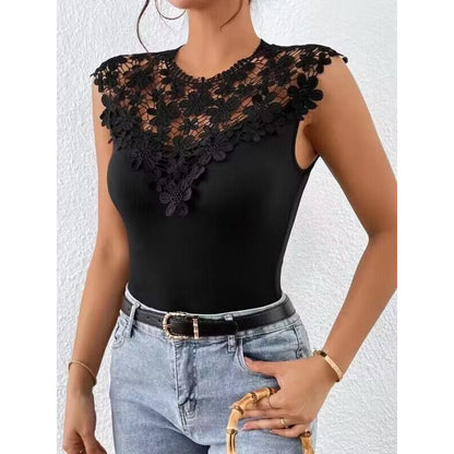 Dame Floral Spids Detaljeret Bodysuit Stilla