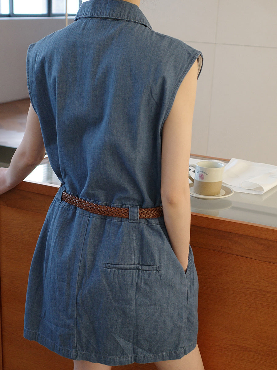 Dame Denim Jumpsuit i utility-stil med praktiske lommer og figursympatisk pasform Stilla