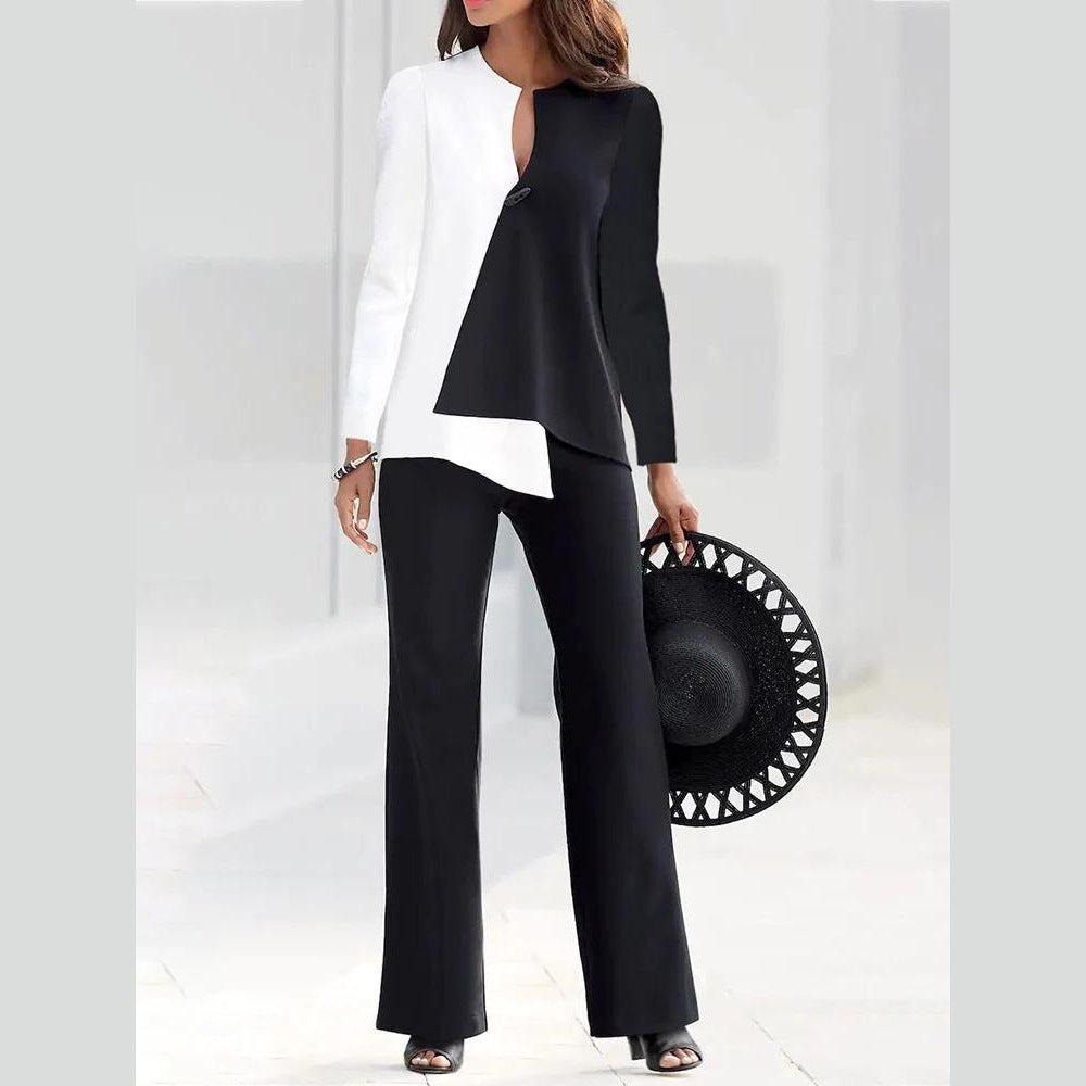 Dame elegant jumpsuit med asymmetrisk snit og lange ærmer Stilla