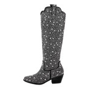 Femme med rhinestones dekorerede lårhøje cowboystøvler Stilla