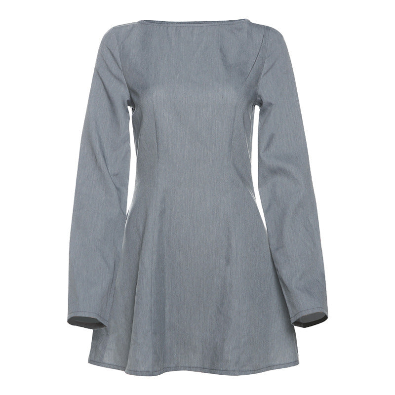 Dame A-linje kjole med lange ærmer og elegant snit Stilla