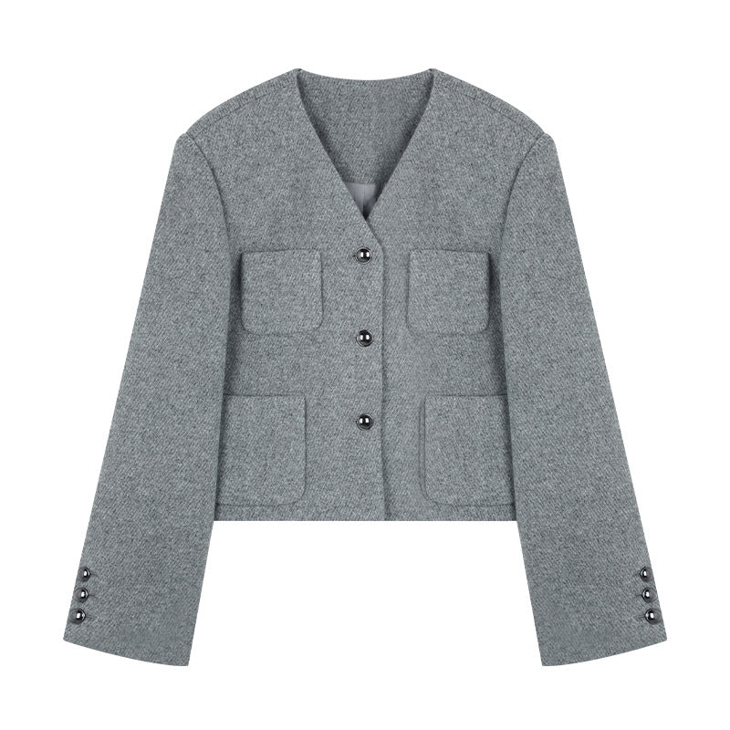 Dame afslappet blazerjakke med praktiske lommer og elegant krave Stilla