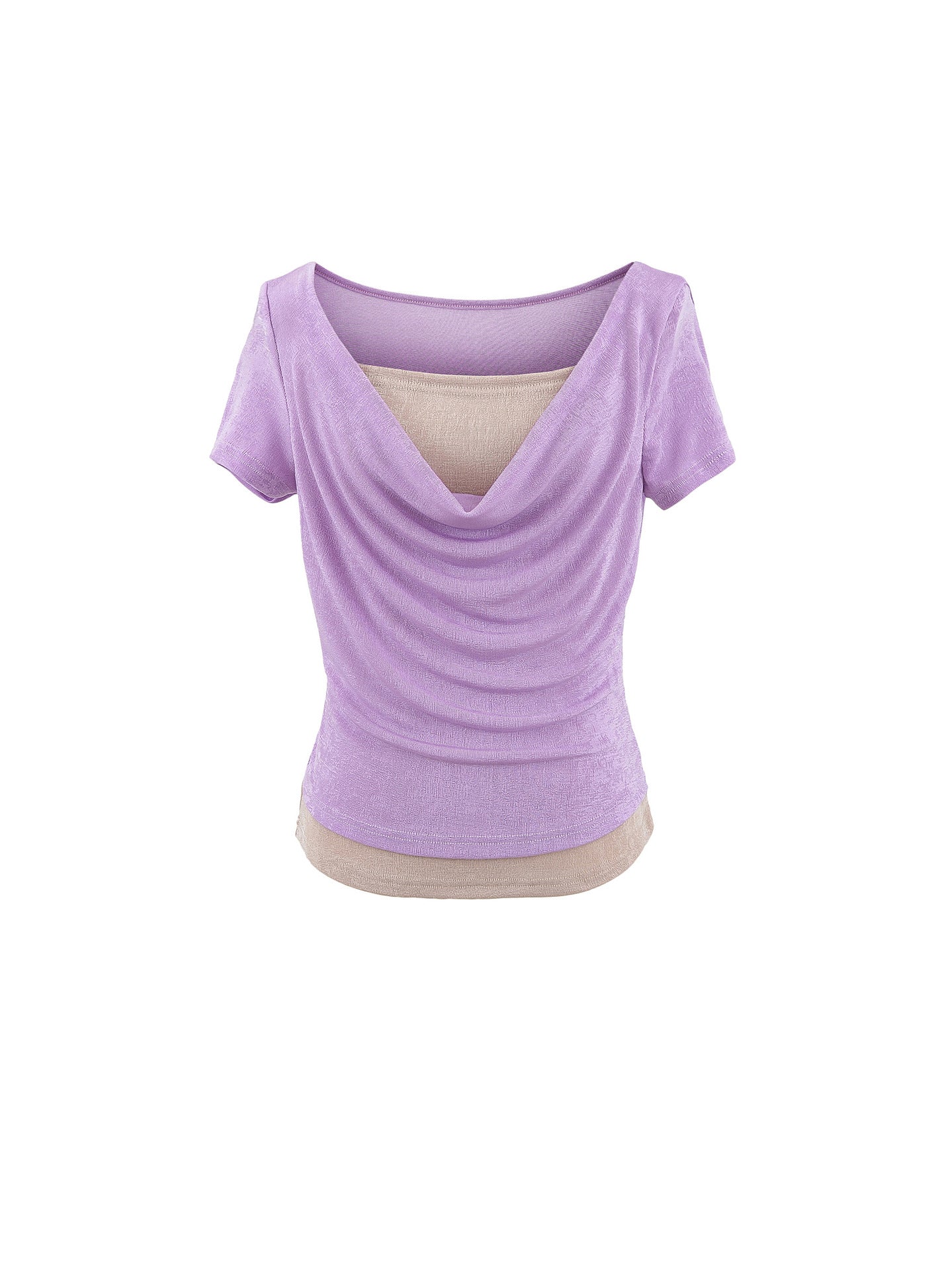 Dame elegant drapeetop med legende design og rund halsudskæring Stilla