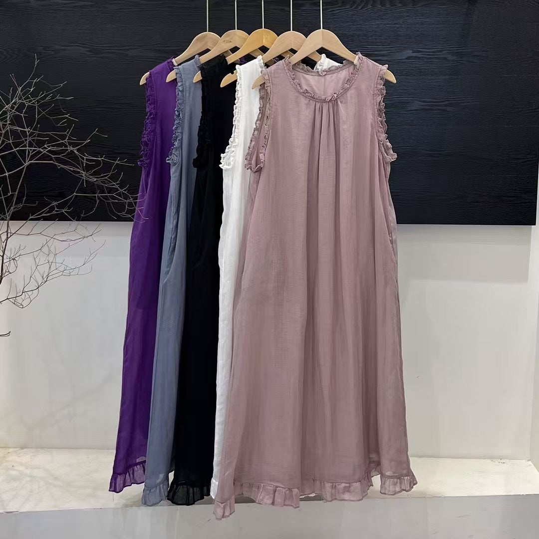 Femme Elegante Rynkende Lange Maxi Kjole Stilla