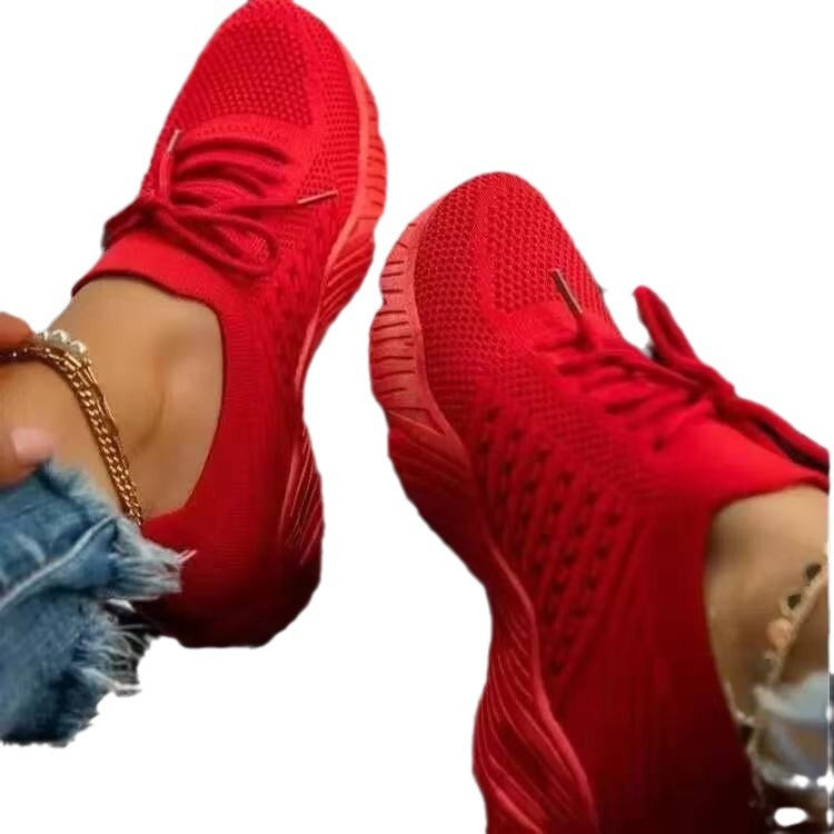 Dame mode letvægts sneakers med åndbart strikoverdel og skridsikker sål Stilla