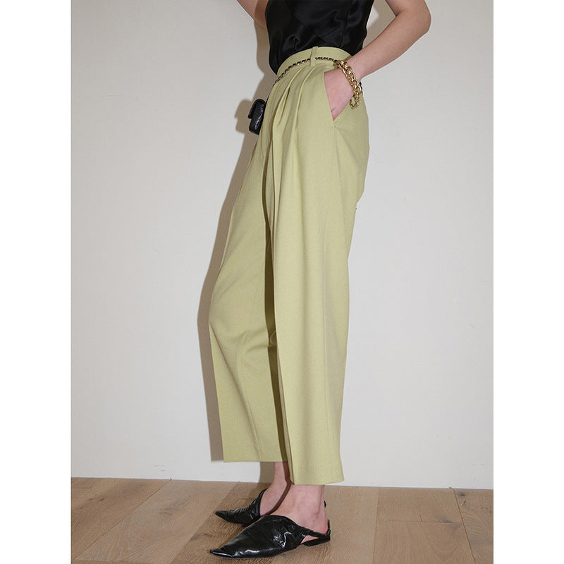 Dame elegant høj talje bukser med struktureret stof og moderne detaljer Stilla