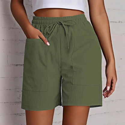 Dame afslappede shorts med strækbart bånd og praktiske sidelommer Stilla