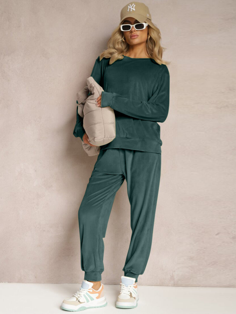 Dame afslappet lounge-sæt i blødt velour Stilla