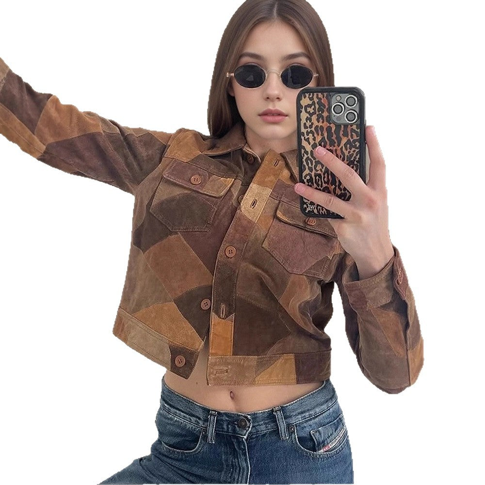 Dame cropped ruskindsjakke Stilla