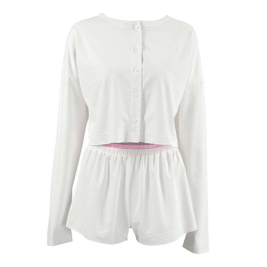 Dame afslappet cropped top og shorts sæt Stilla