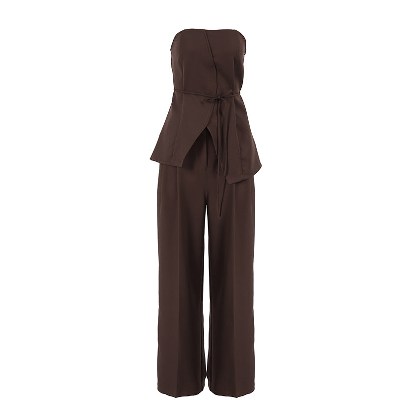 Dame To-delt Jumpsuit med tætsiddende shorts og elegant overdel Stilla
