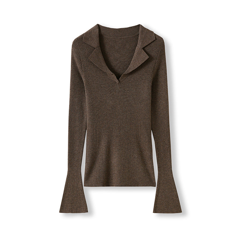 Femme Glockenærme V-Udskæring Pullover Stilla