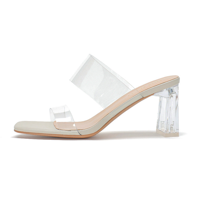 Dame Elegant Klar Blokhæls Mules Stilla