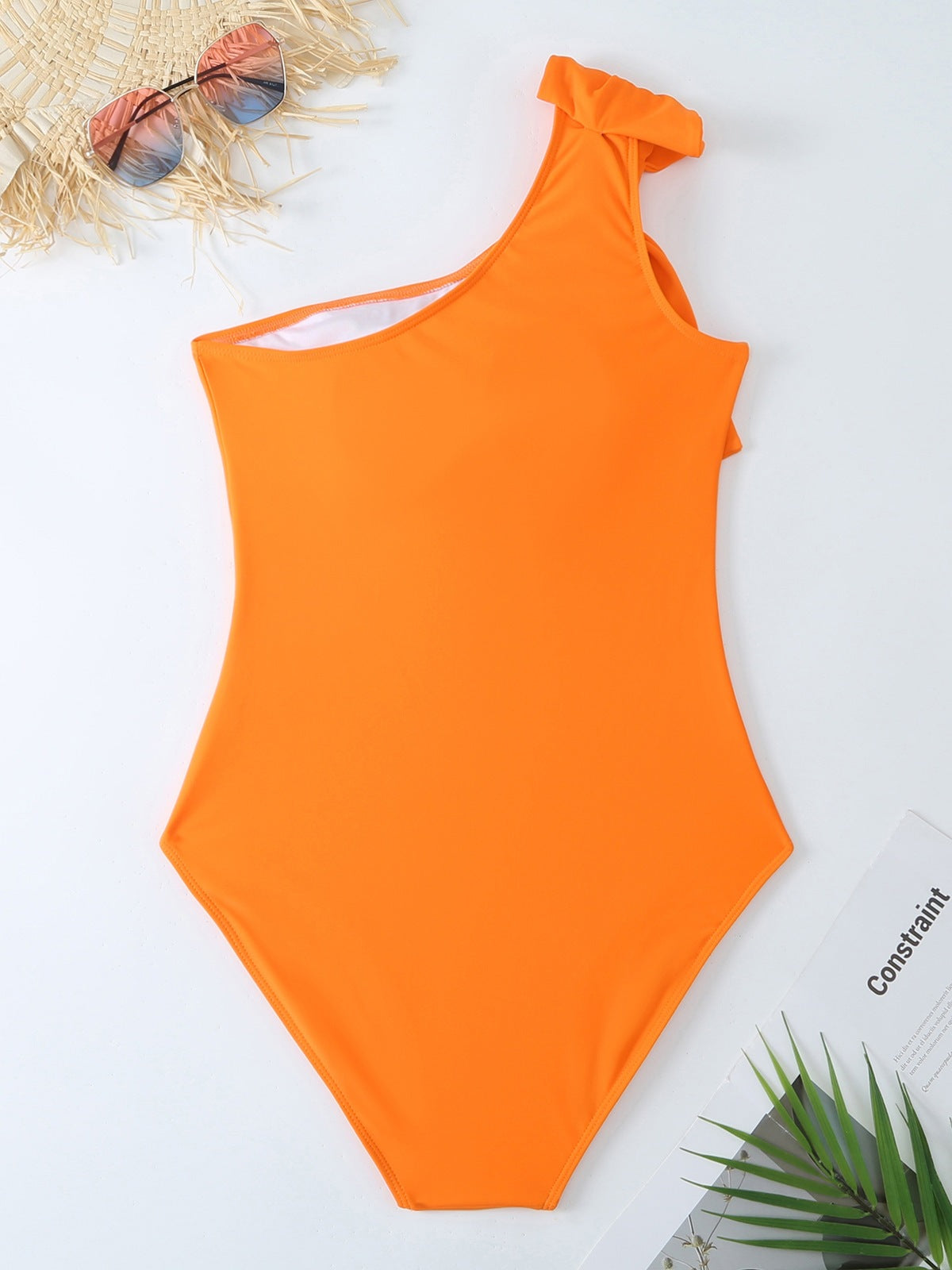 Dame Elegant Ént-piece Badedragt med asymmetrisk snit og raffineret indpakningsskørt Stilla