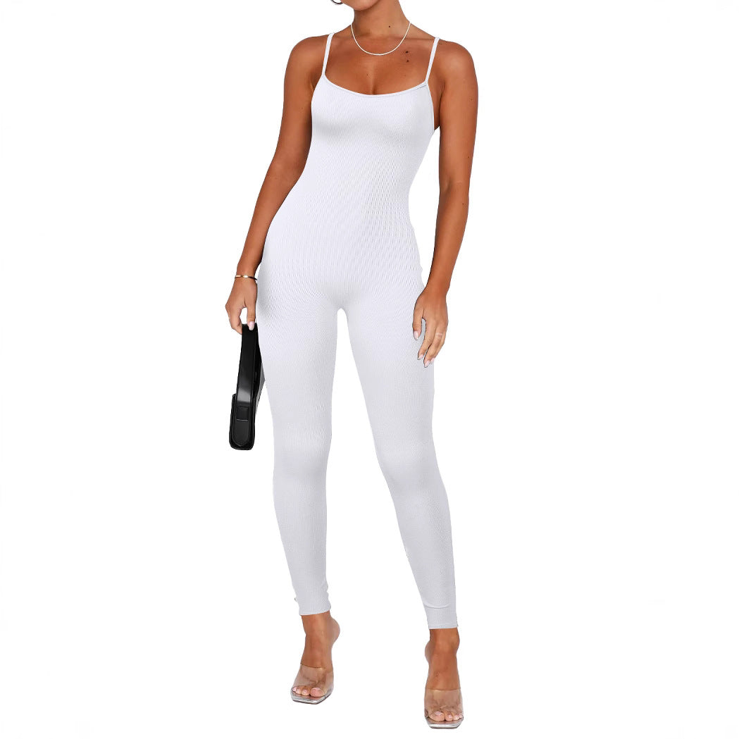 Dame figursyet jumpsuit med ribbet tekstur Stilla