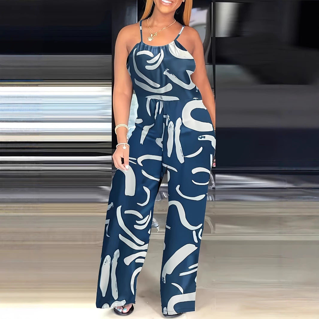 Dame Elegant og afslappet jumpsuit med bredt ben og trendy mønster Stilla