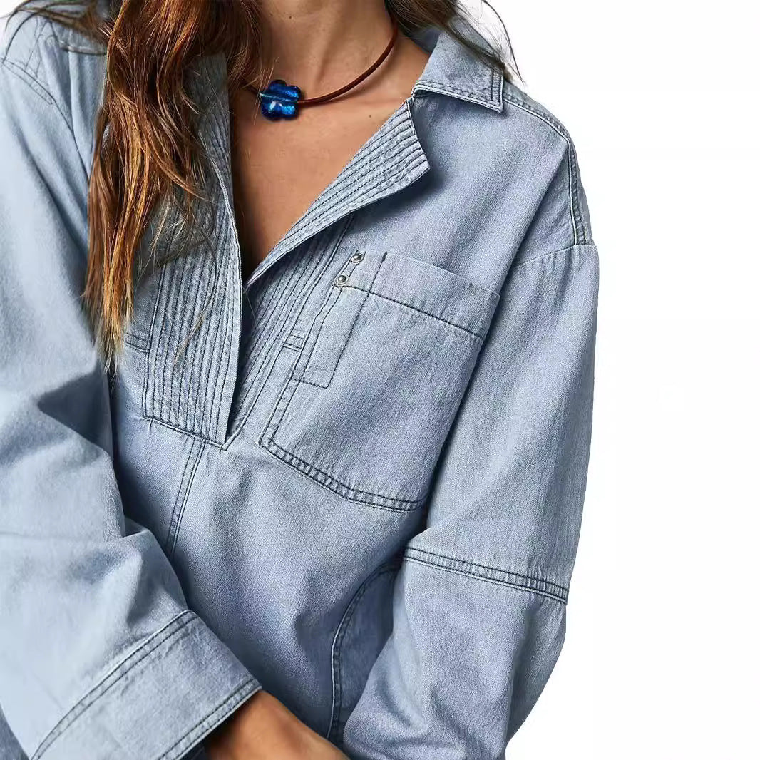 Dame afslappet overshirt lavet af højkvalitets denim med struktureret design Stilla