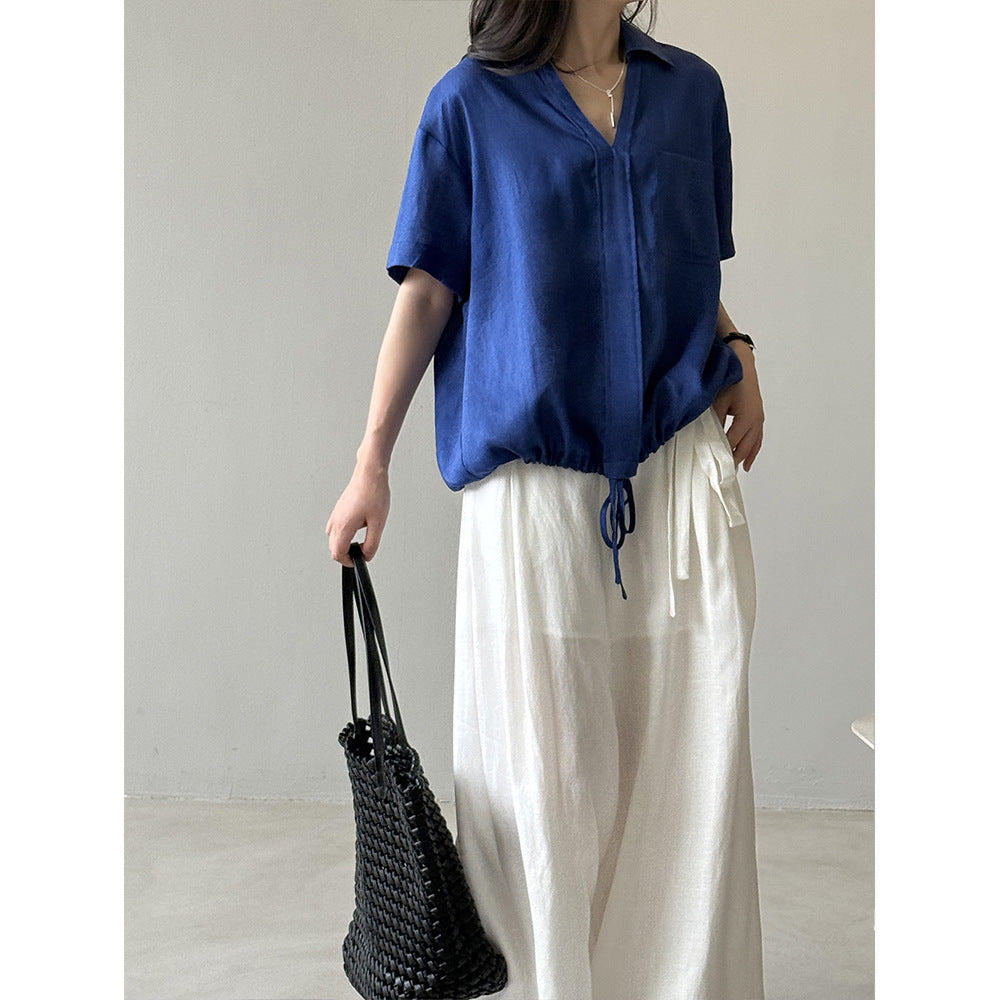 Dame afslappet bluse med justerbar søm og brystlomme Stilla