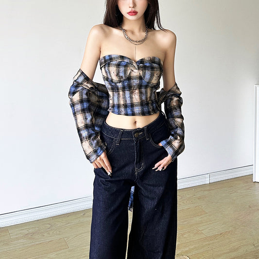 Dame Cropped top med moderne tern og innovativt bånddesign Stilla