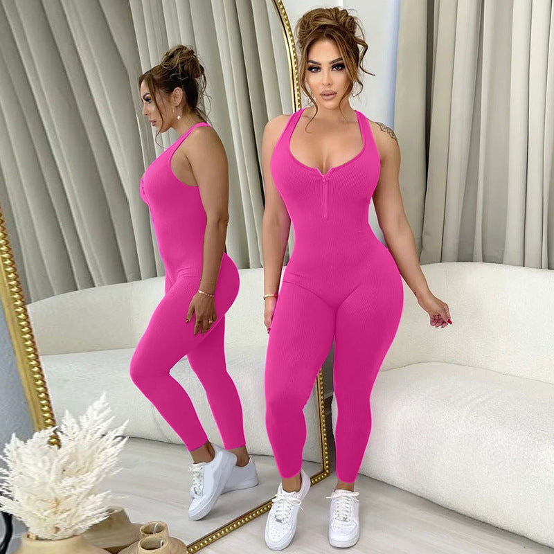 Dame Sporty Langærmet Jumpsuit med Lynlås Stilla