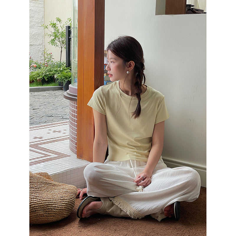 Dame afslappet kortærmet T-shirt med høj kvalitet, åndbar bomulds-kvalitet og komfortabel pasform Stilla