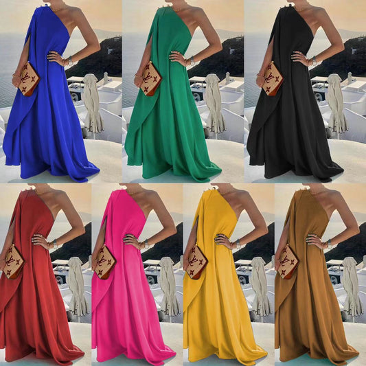 Dame elegant asymmetrisk fritidskjole Stilla