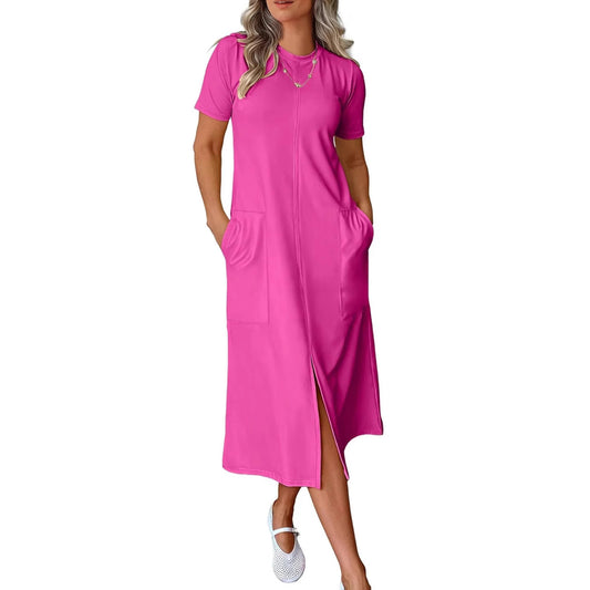 Dame afslappet maxikjole med praktiske lommer og sidelæg Stilla