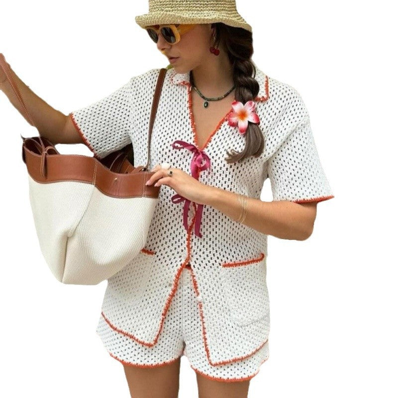 Dame afslappet hækle-jumpsuit med flæse detaljer Stilla