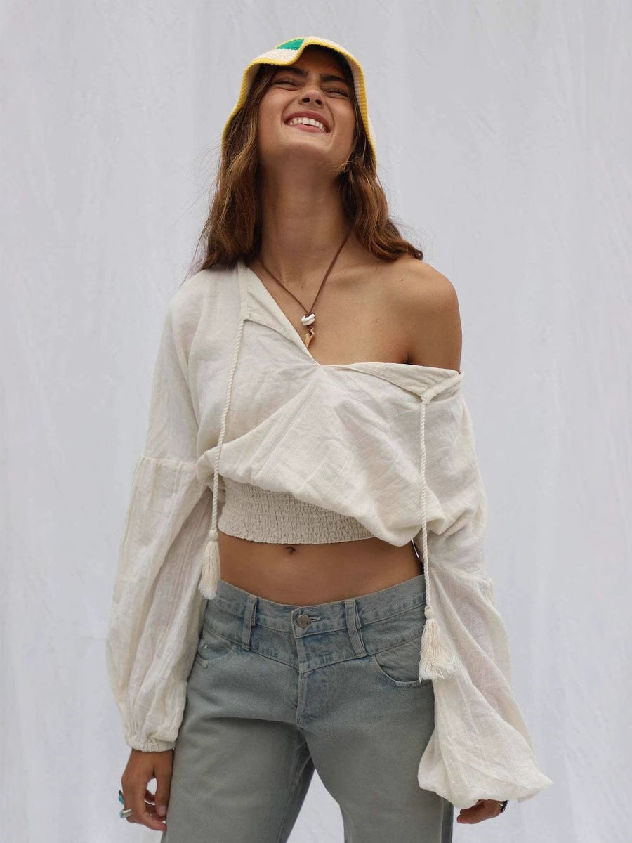 Dame afslappet og moderigtig crop-bluse Stilla