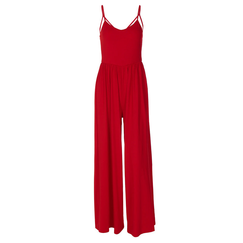 Dame Elegant Jumpsuit med dyb V-udskæring og glidende ben Stilla