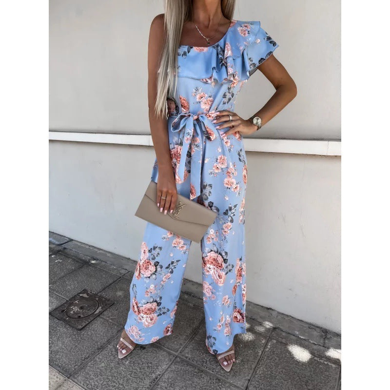 Dame blomster mønster flæse jumpsuit Stilla