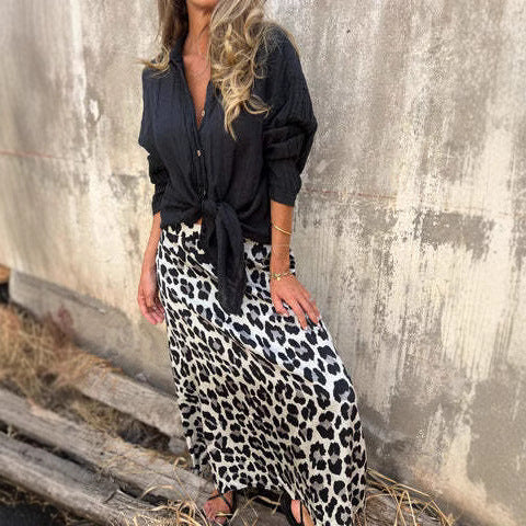 Dame Elegant Knoten-Front Maxi Nederdel Sæt Stilla