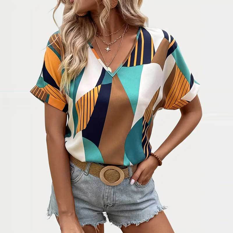 Dame Abstract Print Kortærmet Overdel Stilla