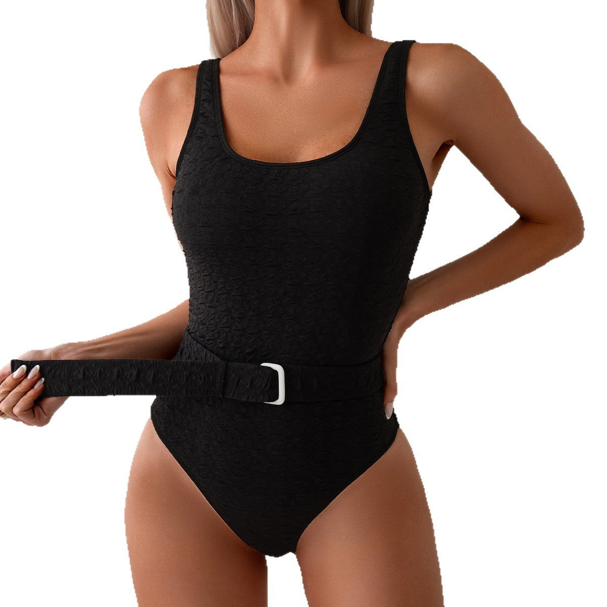 Dame Elegant ét stykke badedragt med formende bælte og struktureret design Stilla