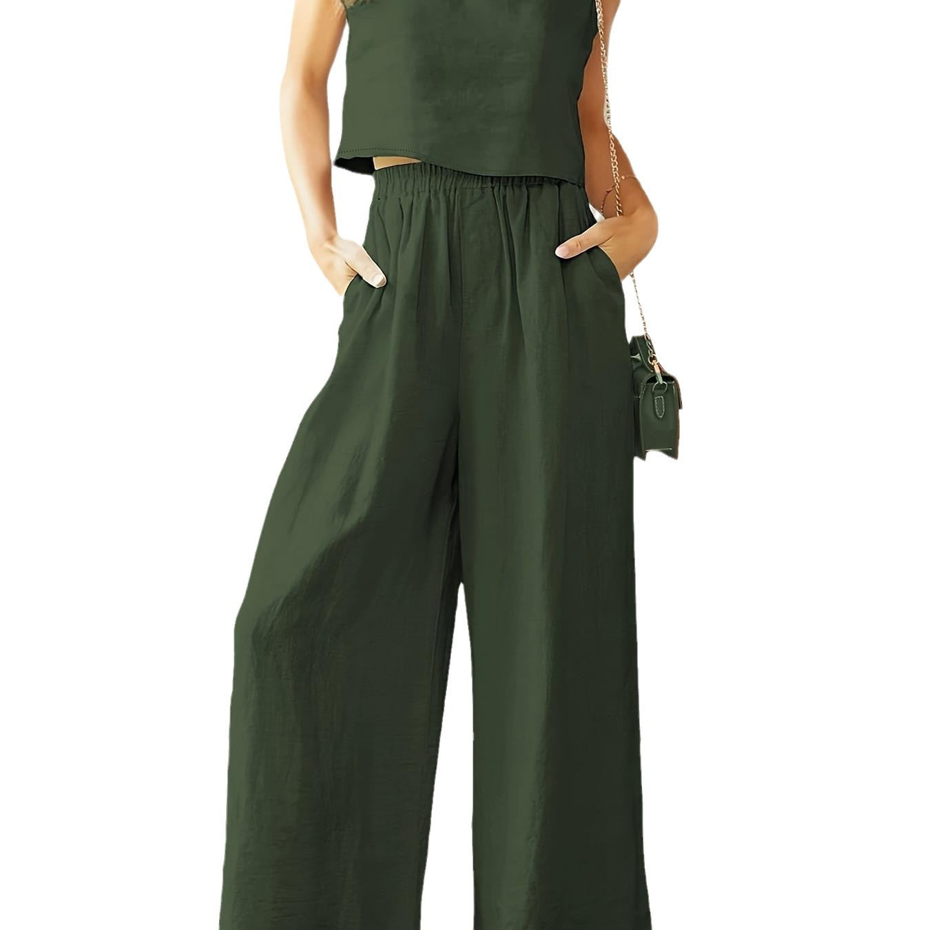 Dame bred jumpsuit med elegant snit og elastisk taljebånd Stilla