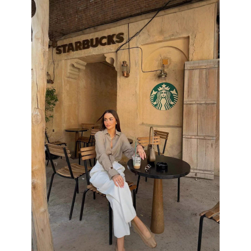 Dame afslappet bluse med knude-detalje og elegante manchetter Stilla