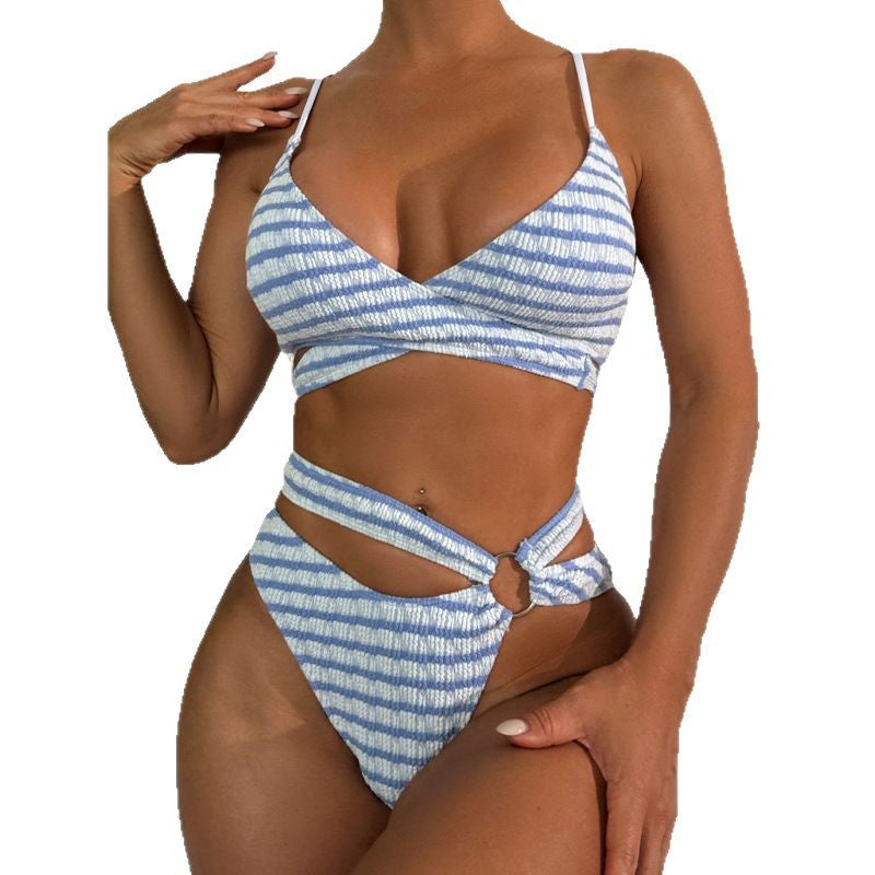 Dame Cross-Back Stribet Bikini Sæt Stilla