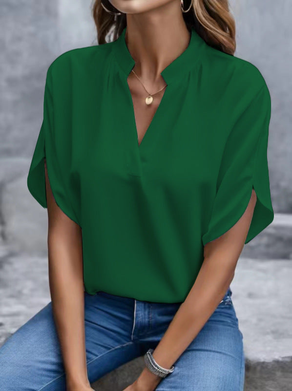 Dame elegant bluse med kortærmet Stilla