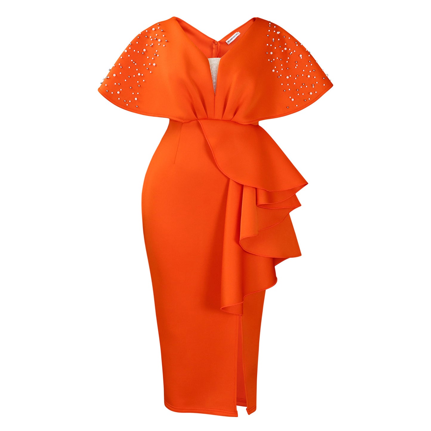 Dame Elegant aftenkjole med rynker og funklende detaljer Stilla